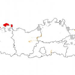 Vogelrichtlijngebieden voor Visdief. Rood: belangrijk broed-, trek- en/of overwinteringsgebied. Oranje: broed-, trek- en/of overwinteringsgebied met kleinere aantallen.