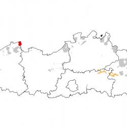 Vogelrichtlijngebieden voor Steltkluut. Rood: belangrijk broed-, trek- en/of overwinteringsgebied. Oranje: broed-, trek- en/of overwinteringsgebied met kleinere aantallen.