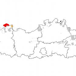 Vogelrichtlijngebieden voor Dwergstern. Rood: belangrijk broed-, trek- en/of overwinteringsgebied. Oranje: broed-, trek- en/of overwinteringsgebied met kleinere aantallen.