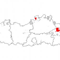 Vogelrichtlijngebieden voor Duinpieper. Rood: belangrijk broed-, trek- en/of overwinteringsgebied. Oranje: broed-, trek- en/of overwinteringsgebied met kleinere aantallen.