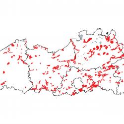 Kaart van de speciale beschermingszones voor: Alluviale bossen met Alnus glutinosa en Fraxinus excelsior (Alno-Padion, Alnion incanae, Salicion albae)