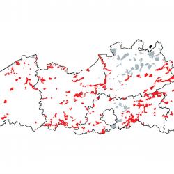 Kaart van de speciale beschermingszones voor: Voedselrijke zoomvormende ruigten van het laagland, en van de montane en alpiene zones