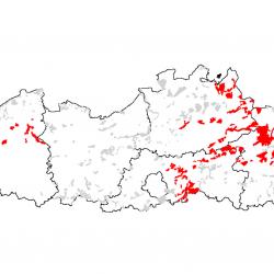 Kaart van de speciale beschermingszones voor: Soortenrijke heischrale graslanden op arme bodems van berggebieden (en van submontane gebieden in het binnenland van Europa)