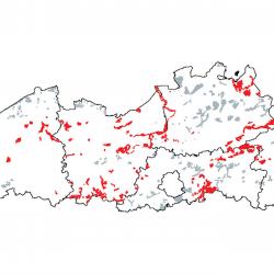Kaart van de speciale beschermingszones voor: van nature eutrofe meren met vegetaties van het type Magnopotamion of Hydrocharition