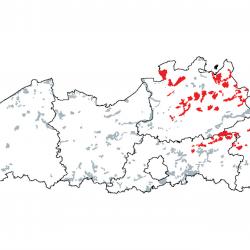 Kaart van de speciale beschermingszones voor: Mineraalarme oligotrofe wateren van de Atlantische zandvlakten (Littorelletalia uniflorae)